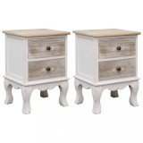 Cumpara ieftin Noptiere, 2 buc., 35 x 30 x 50 cm, lemn de paulownia