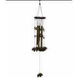 Clopot de vant din lemn si metal cu elefanti si monede- INVCP17