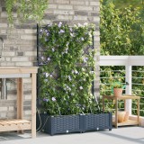 Planter pentru grădină vidaXL cu sistem de irigare, 2 bucăți, Gri