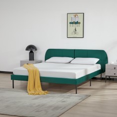 Pat tapitat Porvoo catifea 160x200 cm verde inchis [en.casa] HausGarden Leisure foto