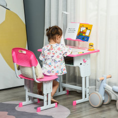 HOMCOM banca cu scaun pentru copii 6-12 ani, roz