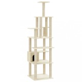 Cumpara ieftin Ansamblu pisici cu stalpi din funie de sisal, crem, 183 cm