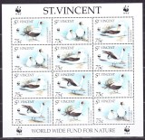 DB WWF Fauna St. Vincent Pasari MS MNH, Nestampilat