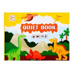 Carte educativa cu stickere, Quiet Book, 10 pagini, model cu dinozauri,
