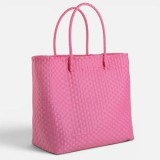 Geanta tip tote cu impletitura, Fucsia, 60x23x38 cm, CMCLASS