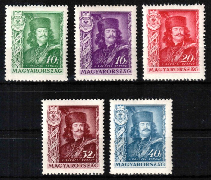 Ungaria 1935, Mi #517-521**, Principele Ferenc Rakoczi II, MNH! Cota 40,- &euro;!