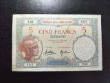 DJIBOUTI 5 FRANCI 1927 RARA