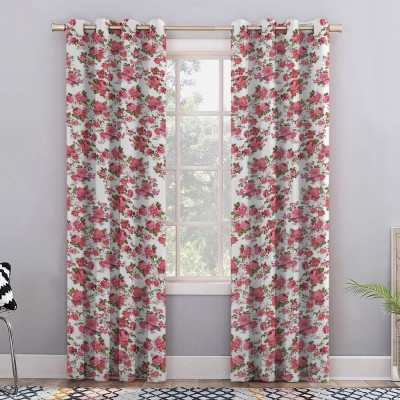Draperie blackout model floral cu inele albe, Madison, 150x220 cm, densitate 700 g/ml, Garden Flowers, 1 buc foto