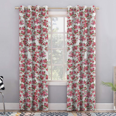 Set draperii blackout model floral cu inele auriu antic, Madison, 250x235 cm, densitate 700 g/ml, Garden Flowers, 2 buc foto