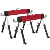 HOMCOM Set de 2 cabalete p&acirc;nă la 1160 kg pliabile cabalet reglabil &icirc;n 7 poziții 64-81 cm schelă din metal cu m&acirc;ner Roșu | Aosom Romania