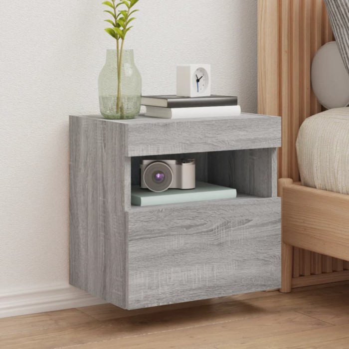vidaXL Comodă TV de perete cu lumini LED, gri sonoma, 40x30x40 cm 837179