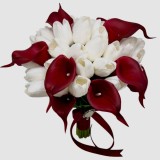 Buchet Lalele Albe &amp; Cale Bordo Artificiale Eventissimi&reg; 26cm, Decor Nunta, Aniversare, Cadou Elegant