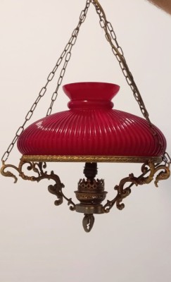Elegant lampadar tip opalina din alama masiva ,piesa deosebita foto