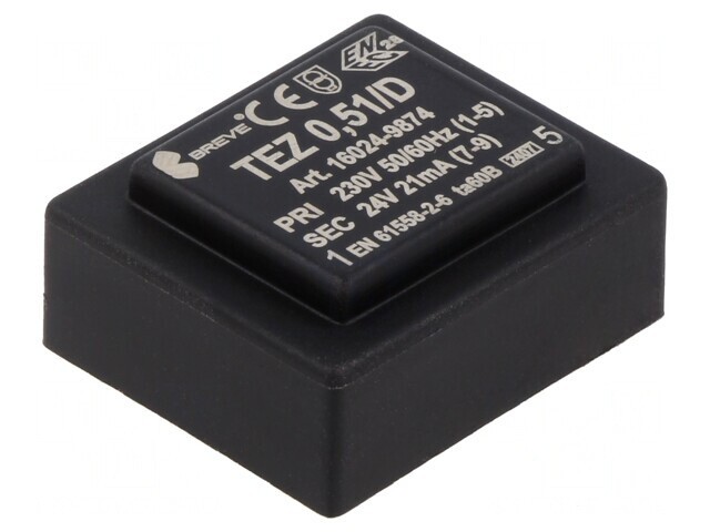 Transformator &Icirc;ncapsulat 0,5VA 230V 24V PCB