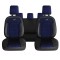 Set Huse Scaune Auto Panda Kas, material textil cu piele ecologica, cu fermoare pentru bancheta rabatabila, albastru cu negru, 11 piese