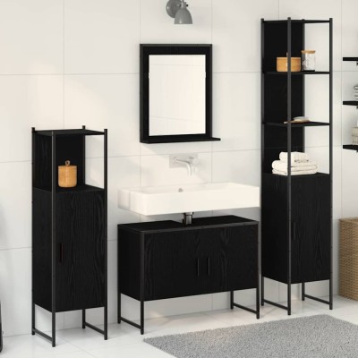 vidaXL Set de mobilier pentru baie 4 pcs Negru 33 x 33 x 185.5 cm 3334404 foto