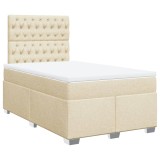 Cumpara ieftin Pat box spring cu saltea, crem, 120x200 cm, textil