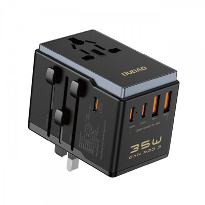 Incarcator Retea Dudao Travel A35Pro, 35W, 3A, 2 x USB-A - 3 x USB-C, Negru foto