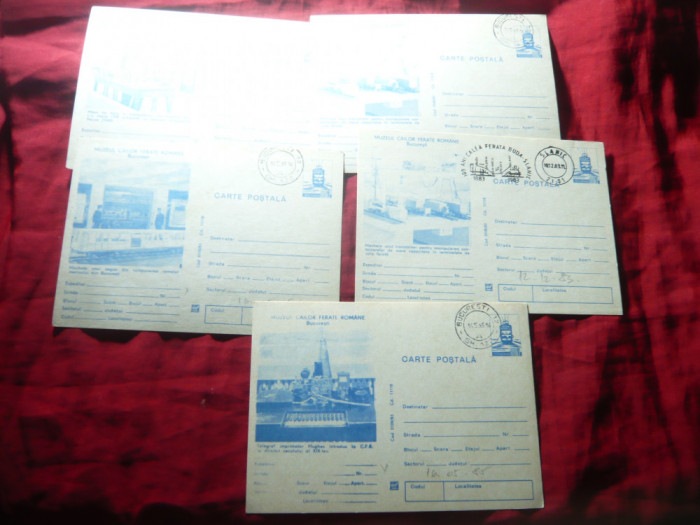 6 Carti Postale : 5 Muzeul Cailor Ferate Romane 1983 +1 -100 Ani Calea Ferata BV