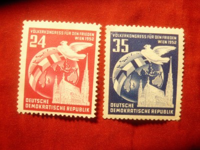 Serie DDR 1952 Congres Pace , 2 valori foto