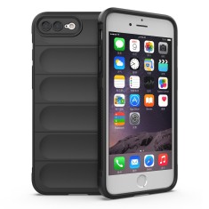 Husa pentru iphone 7 plus / 8 plus, antisoc, margini striatii, magic shield, black foto