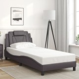 VidaXL Cadru de pat cu tăblie, gri, 80x200 cm, piele ecologică
