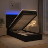 Cumpara ieftin Pat Ottoman cu Saltea si LED Negru 80 x 200 cm Tesatura