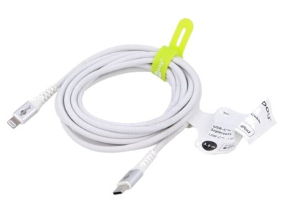 Cablu USB 2.0 Goobay Apple Lightning și USB C 3m alb silicon foto