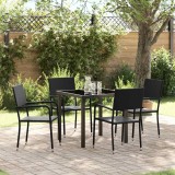 Cumpara ieftin Set de dining pentru grădină , 5 piese, din rattan poliester negru