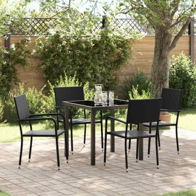 vidaXL Set de masă pentru grădină 5 pcs Negru Rattan poli 3379906 foto