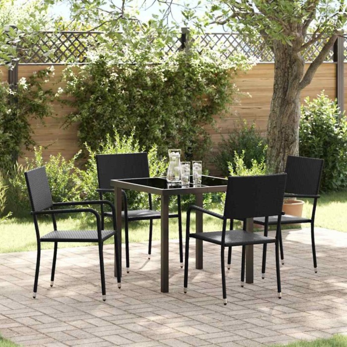 vidaXL Set de masă pentru grădină 5 pcs Negru Rattan poli 3379906