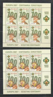 Romania 2007 - #1762C Europa Centenarul Cercetasiei M/S 2v MNH foto