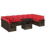 Cumpara ieftin Set canapele de gradina cu 11 piese si perne, poliratan maro