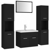 Cumpara ieftin Set mobilier de baie, negru, lemn prelucrat