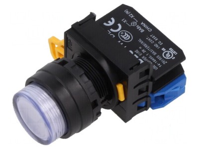 Comutator acţionat prin apăsare 22mm alb - 1 NO - Comutator de acţionare prin apăsare 22mm alb foto