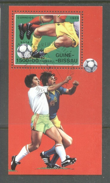 Guinee Bissau 1989 World Cup Football perf. sheet Mi.B281 used TA.124