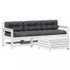 Set mobilier de gradina cu perne, 4 piese alb lemn masiv de pin