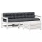 Set mobilier de gradina cu perne, 4 piese alb lemn masiv de pin