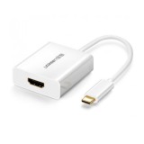 ADAPTOR video Ugreen, USB Type-C (T) la 1 x HDMI (M), rezolutie 4K (3840 x 2160) la 60 Hz, conectori auriti, alb &quot;40273&quot; (timbru verde 0.08 lei) - 695