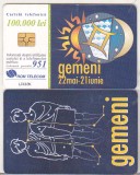 Bnk card Cartela telefonica 2001 - Zodiac Gemeni - RO-ROM-0091Aa