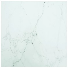 vidaXL Blat masa alb 40x40 cm 6 mm sticla securizata design marmura foto