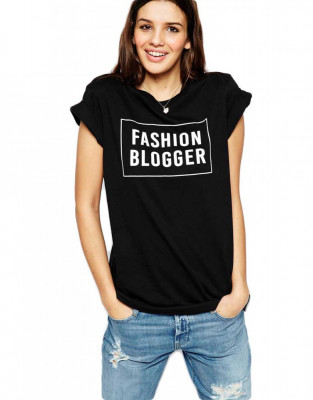 Tricou dama negru - Fashion Blogger - L foto