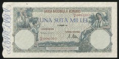 u605 ROMANIA 100000 lei 20 decembrie 1946 aUNC doar cu urme de manipulare