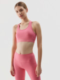 Bustieră de antrenament cu susținere ușoară din material reciclat pentru femei - culoarea coral, 4F Sportswear