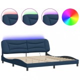 Cumpara ieftin Cadru de pat cu LED fara saltea Hvar Albastru 200x200 cm Material