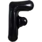 Balon folie metalizata litera f, flippy, 40 cm, umflati cu heliu sau aer, ambalaj individual, pai inclus, negru
