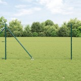 Gard hexagonal vidaXL verde 1,2x100 m din oțel, St&acirc;lpi de gard vidaXL cu v&acirc;rf 13 buc &Oslash;32 mm 140 cm din oțel galvanizat