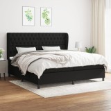 Gossi pat box spring cu saltea, negru, 200x200 cm, textil