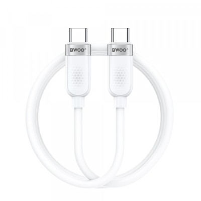 Cablu Date si Incarcare USB-C - USB-C BWOO BO-X315C, 100W, 1m, Alb foto