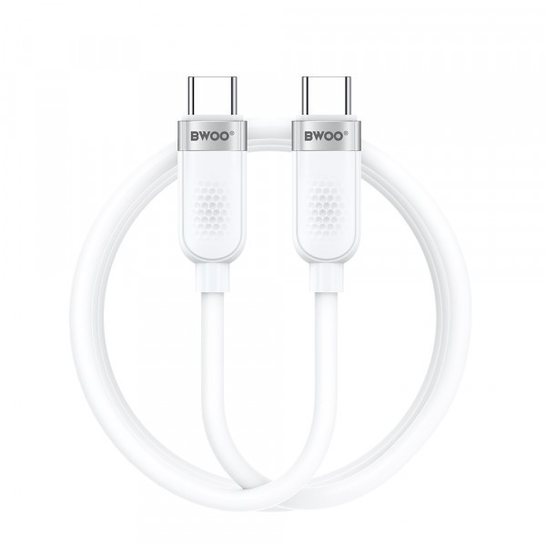Cablu Date si Incarcare USB-C - USB-C BWOO BO-X315C, 100W, 1m, Alb